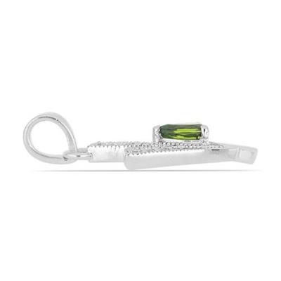 BUY STERLING SILVER NATURAL CHROME DIOPSIDE GEMSTONE CLASSIC PENDANT